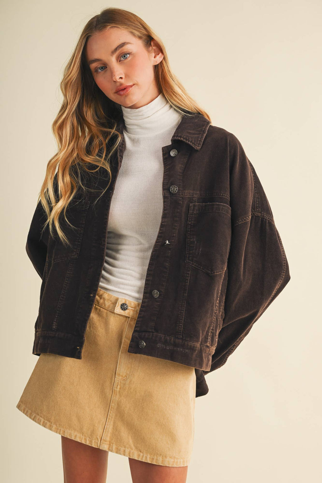 Corduroy Dropped Shoulder Jacket