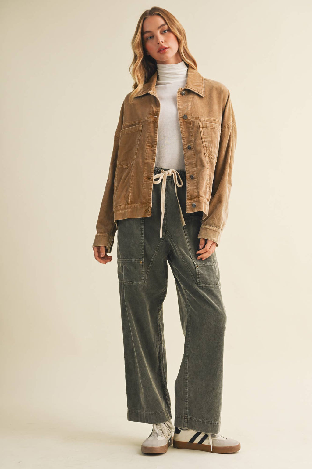 Corduroy Dropped Shoulder Jacket