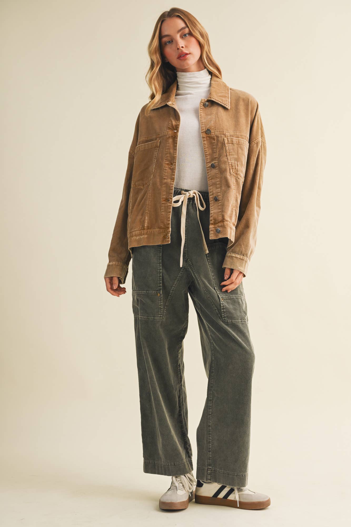 Corduroy Dropped Shoulder Jacket
