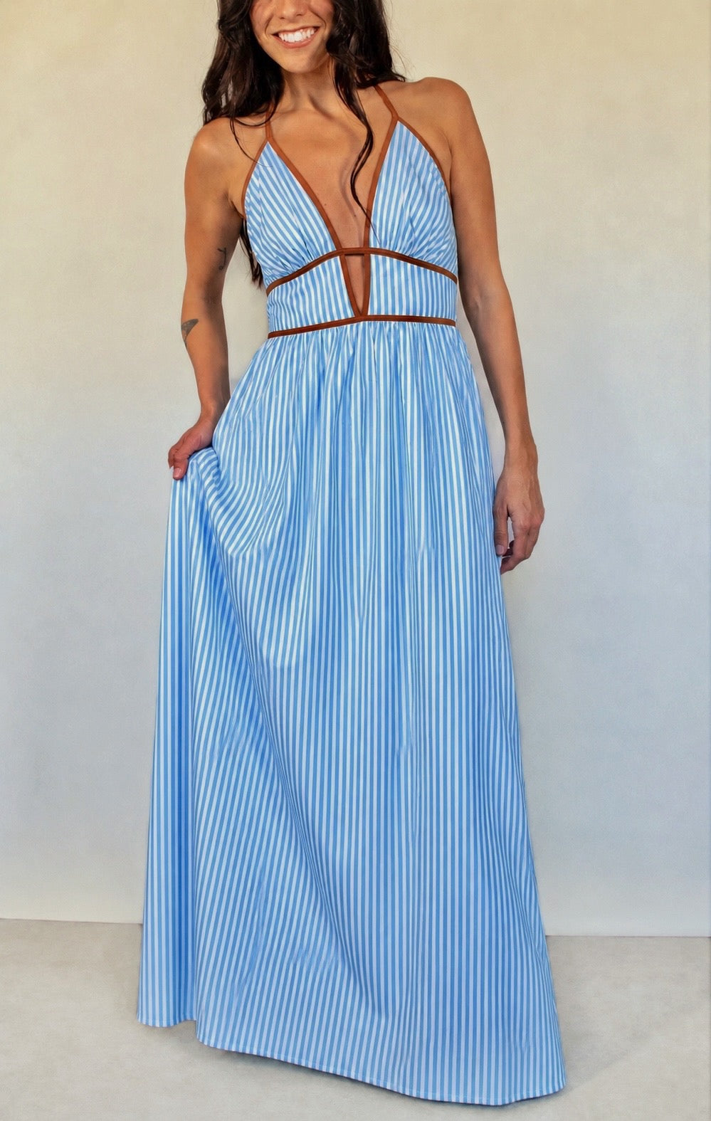 Stella Striped Halter Maxi
