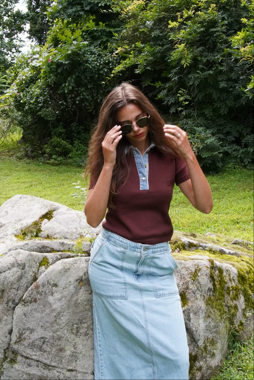 Lena Contrast Collar Top