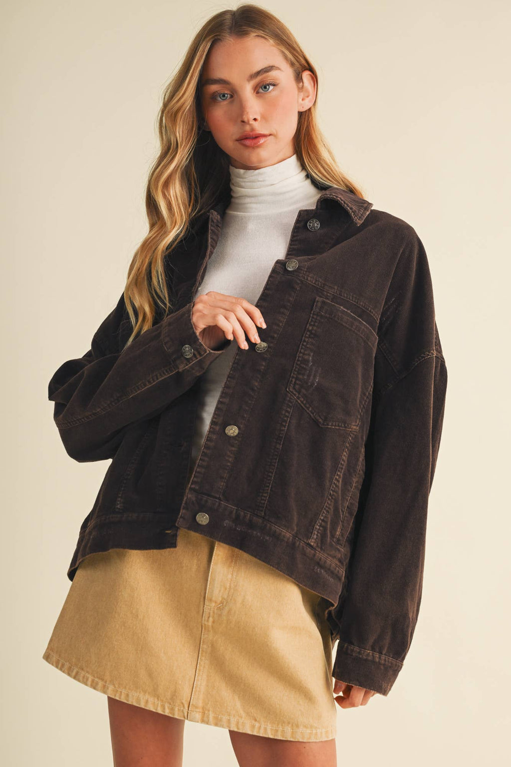 Corduroy Dropped Shoulder Jacket