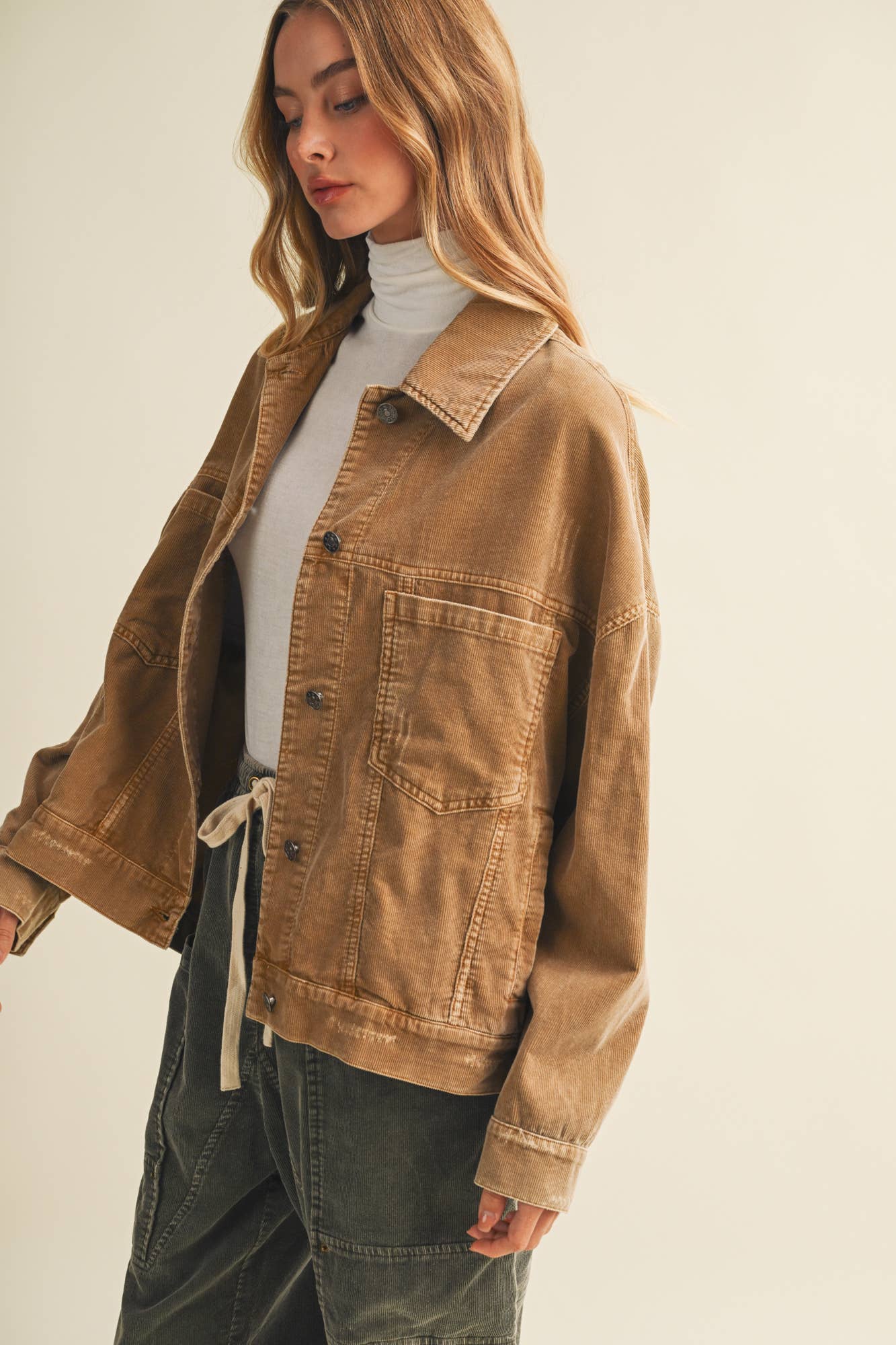 Corduroy Dropped Shoulder Jacket