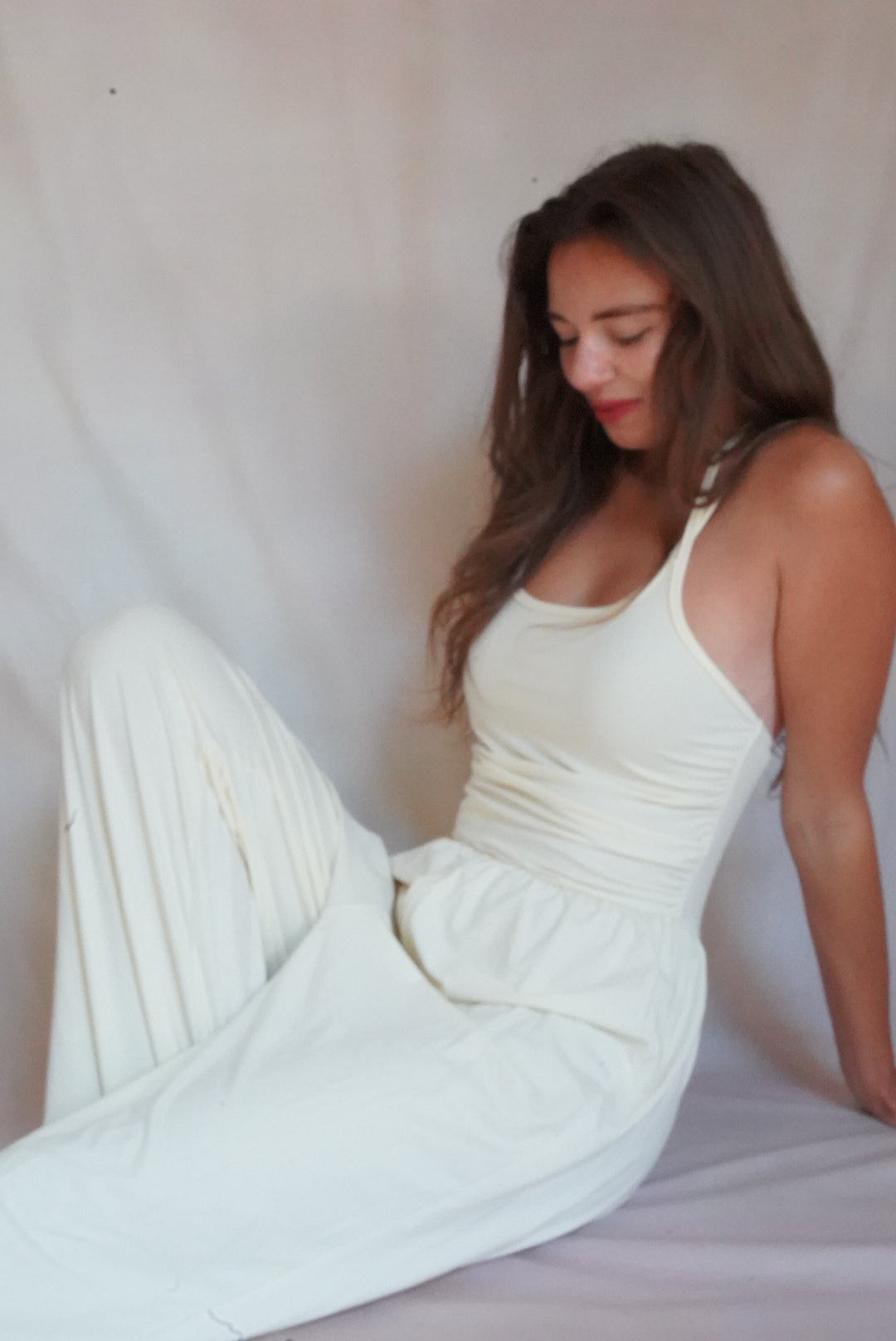 cream color fitted jumper